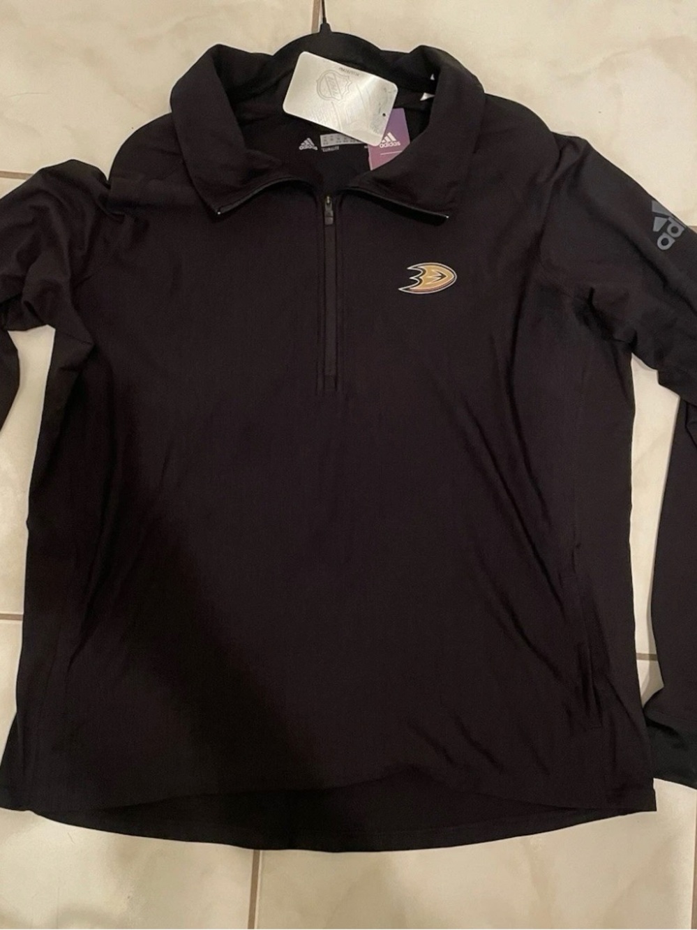 Adidas Anaheim Ducks Women’s 1/4 Zip Pullover — Authentic NHL Collection slimfit - Picture 8 of 10